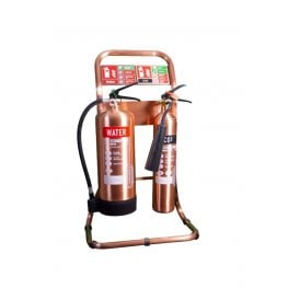 Double Tubular Fire Extinguisher Stand - Antique Copper