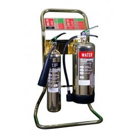 Double Tubular Fire Extinguisher Stand - Polished Gold