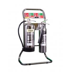 Double Tubular Fire Extinguisher Stand - Stainless Steel